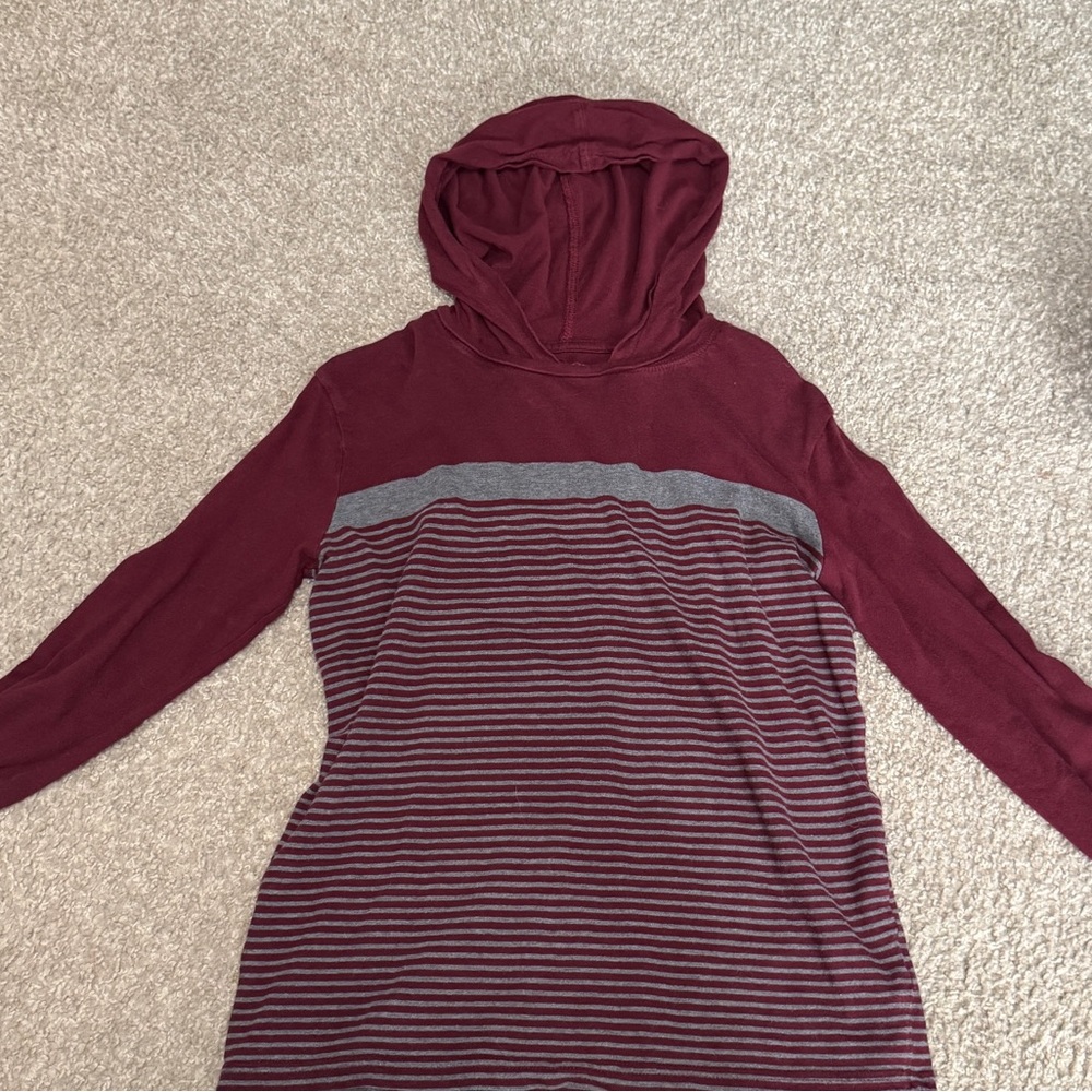 The Children's Place Maroon and Gray Striped Long Sleeve Shirt